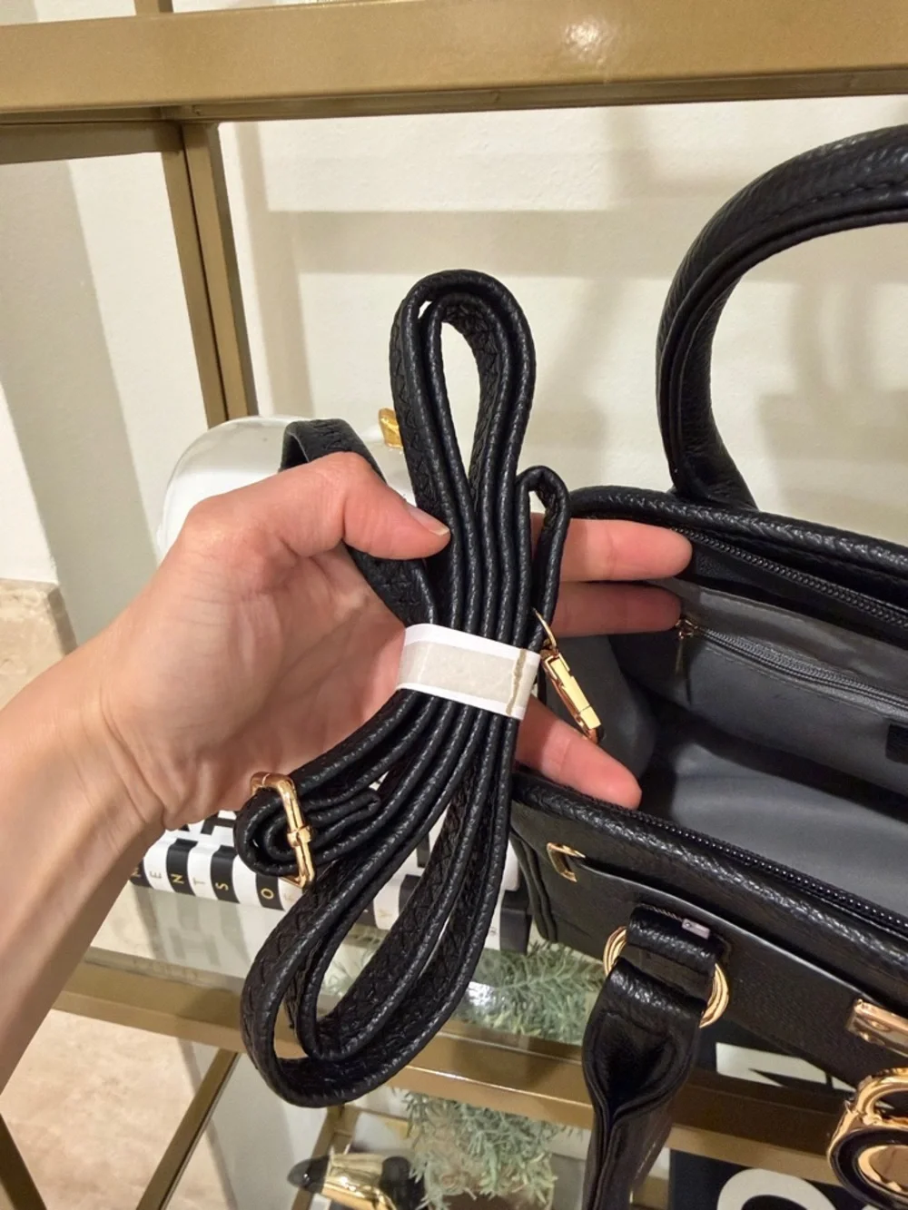Black Satchel Handbag with Zip Wallet - Picture 9 of 13